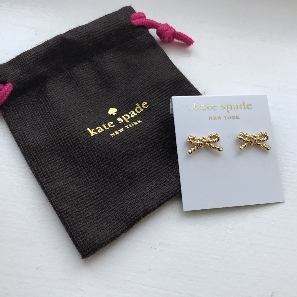 Kate Spade Gold Bow Earrings, NWT