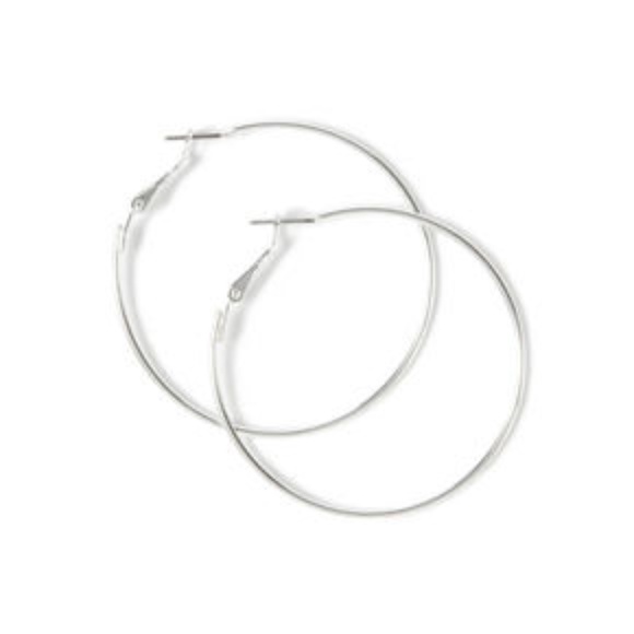 NEW! 2.25" Silver Hoop Earrings - Picture 3 of 5