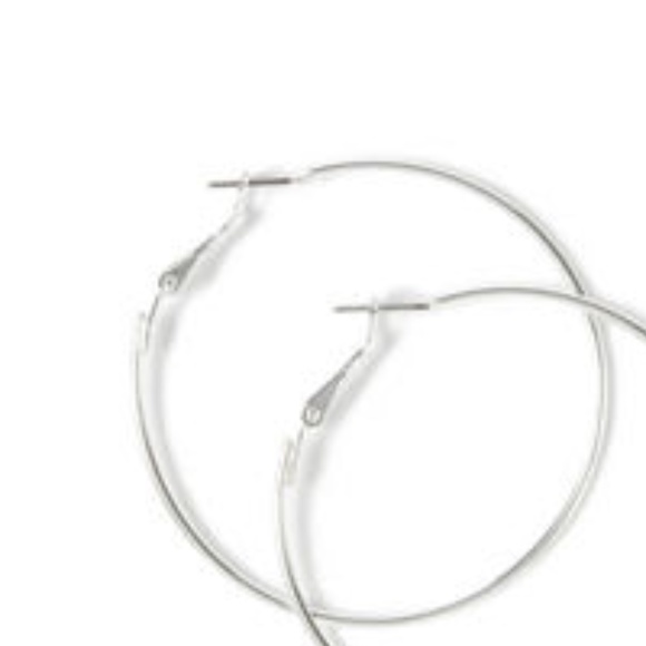 NEW! 2.25" Silver Hoop Earrings - Picture 4 of 5