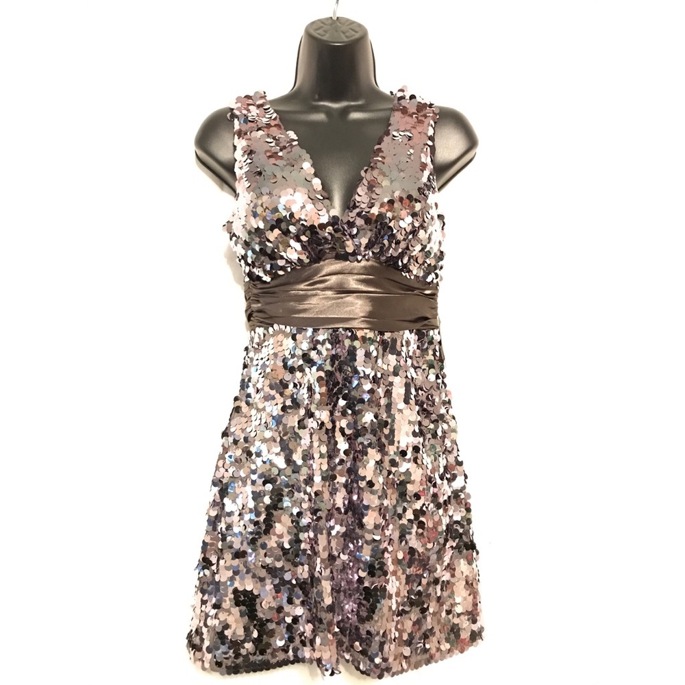 Fabulous Pewter Sequin Mini Dress