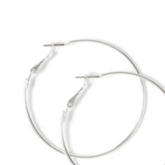 NEW! 2.25" Silver Hoop Earrings - Picture 4 of 5