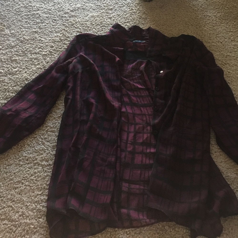see through flannel button up