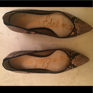 Snakeskin kitten heels