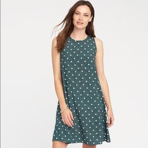 Old Navy Green and Cream Polka Dot Dress Small