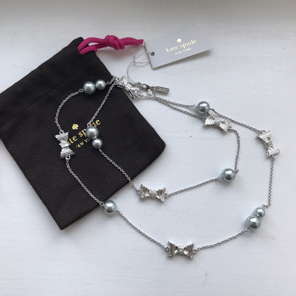 Kate Spade "All Wrapped Up" Silver Bow Necklace