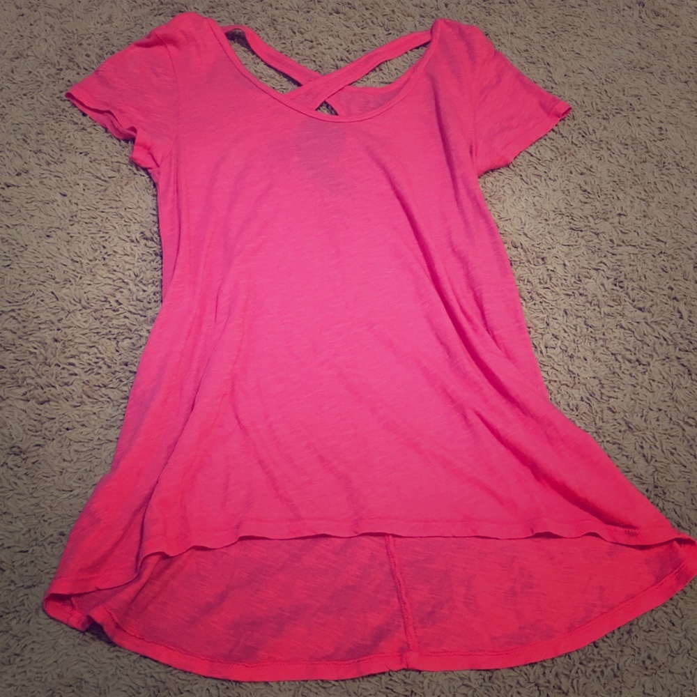 NWT Anthropologie Pretty Pink Cris Cross Back Top