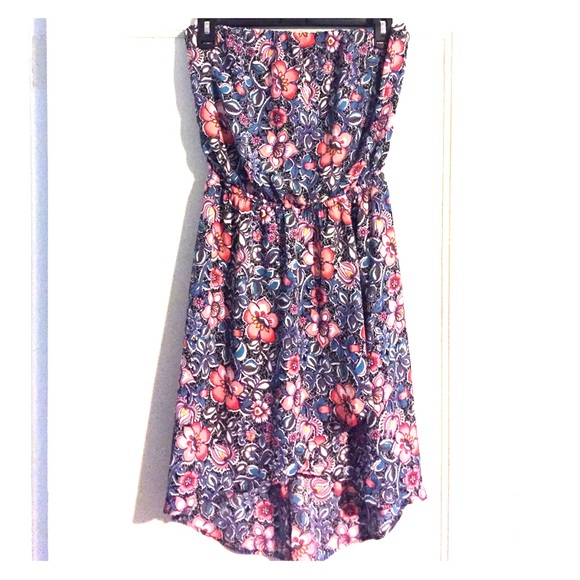 Hi-lo strapless floral dress - Picture 1 of 2
