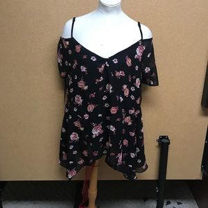 Black and Pink Floral Top