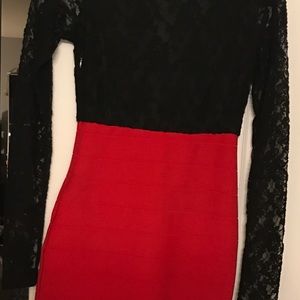 Black and red bandage dress