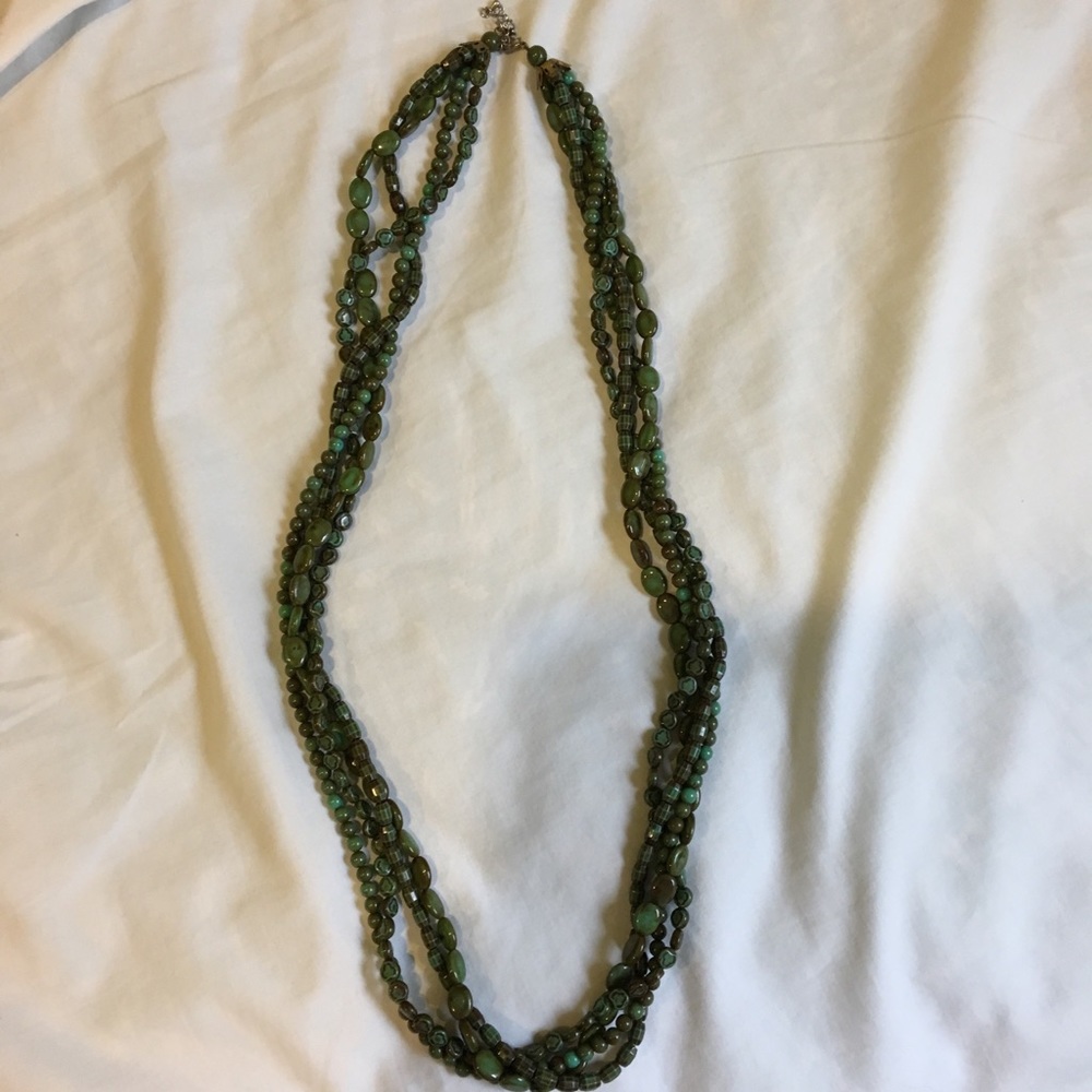 Beautiful Shades of Green Multi Strand Necklace