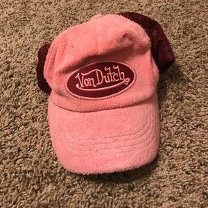 Von Dutch pink fabric trucker hat excellent/used