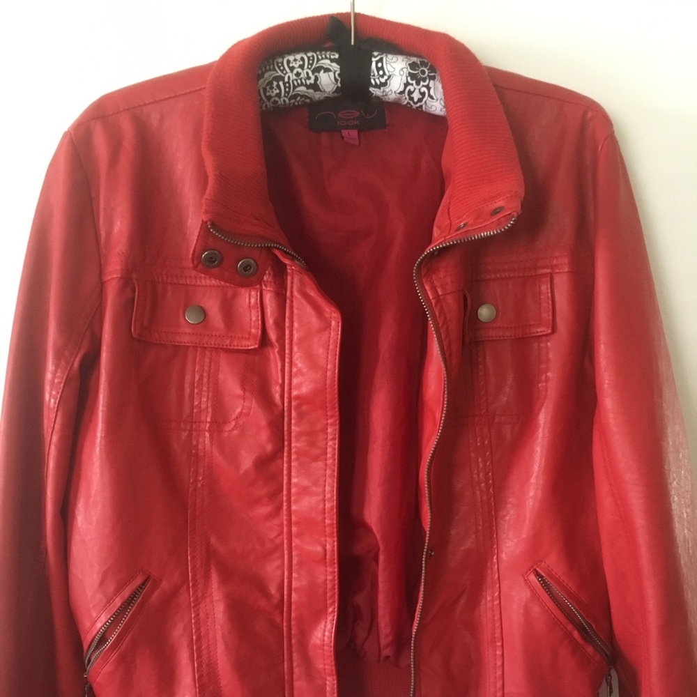 Red Bomber Jacket, like leather!