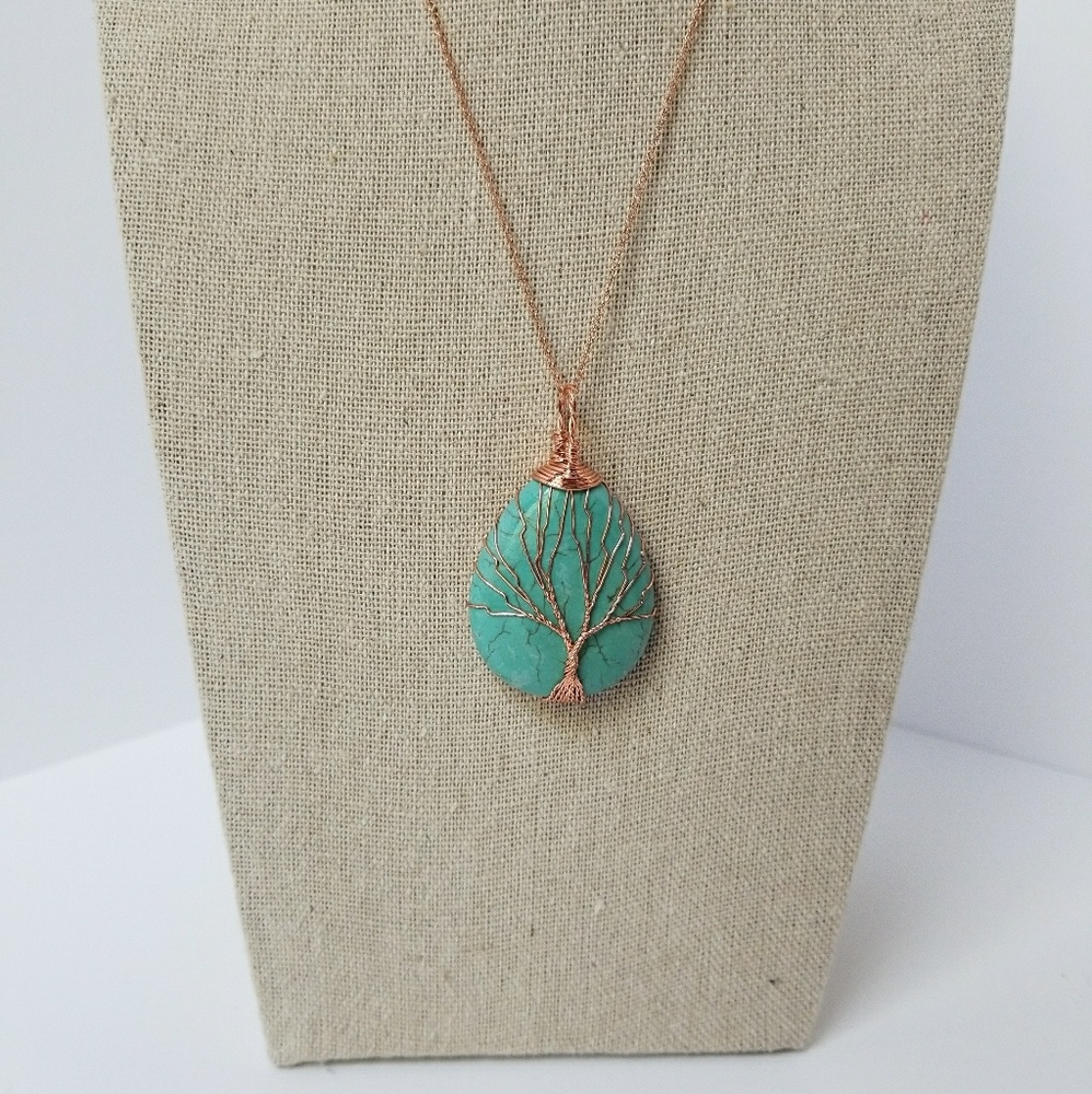 Wire Wrapped Howlite Tree of Life Necklace