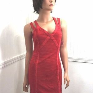 JustFab Dress Bodycon Size Med Red Sleeveless
