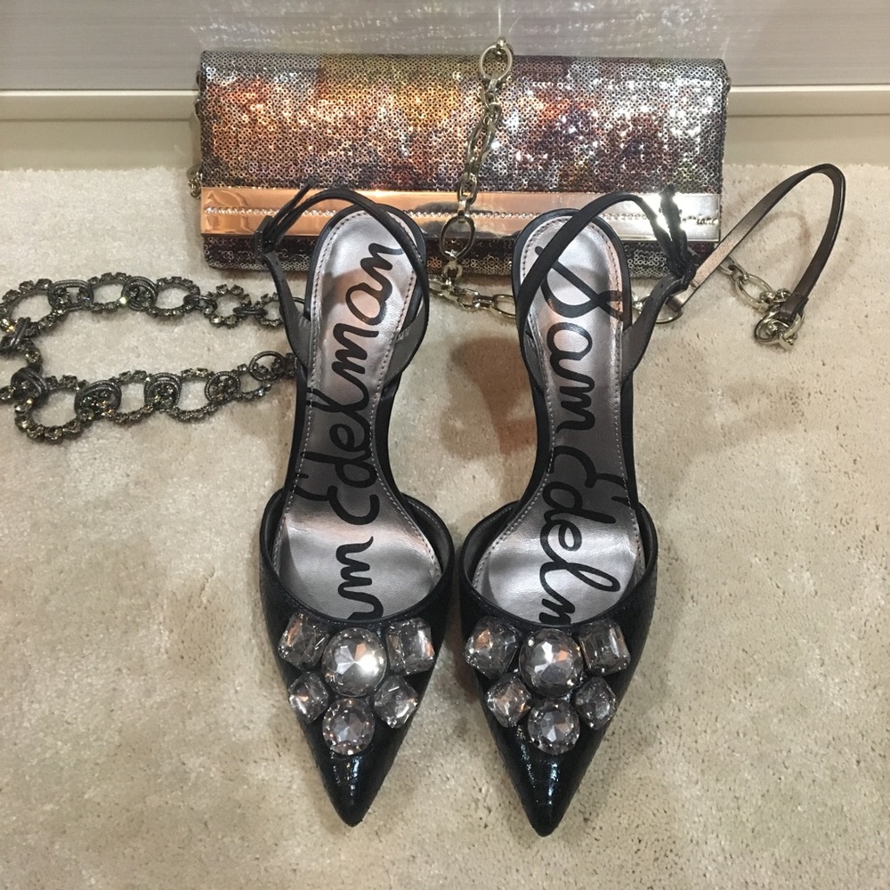SAM EDELMAN BEJEWELED SLINGBACKS SZ8 NWOT