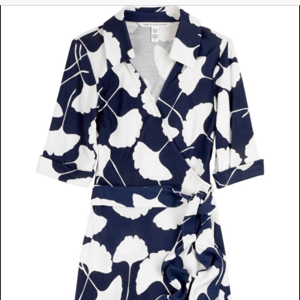 Diane Von Furstenberg Wrap Dress Ginkgo Navy
