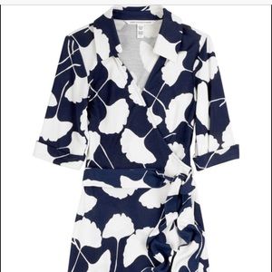Diane Von Furstenberg Wrap Dress Ginkgo Navy