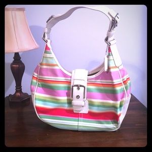 Multi strip Boho style Coach Handbag