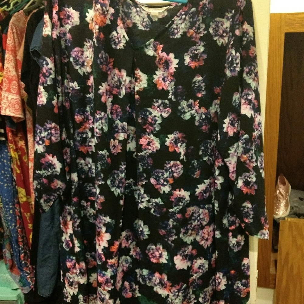 EUC Black Floral Swing Dress - Size 1X