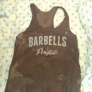 Barbells and Ponytails Camo Tank size M