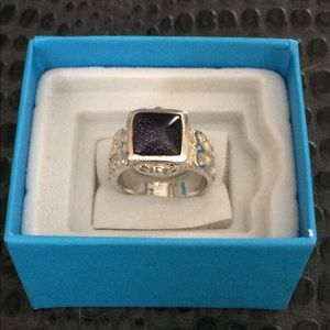 Size 7 Silver Ring w/Purple Sandstone