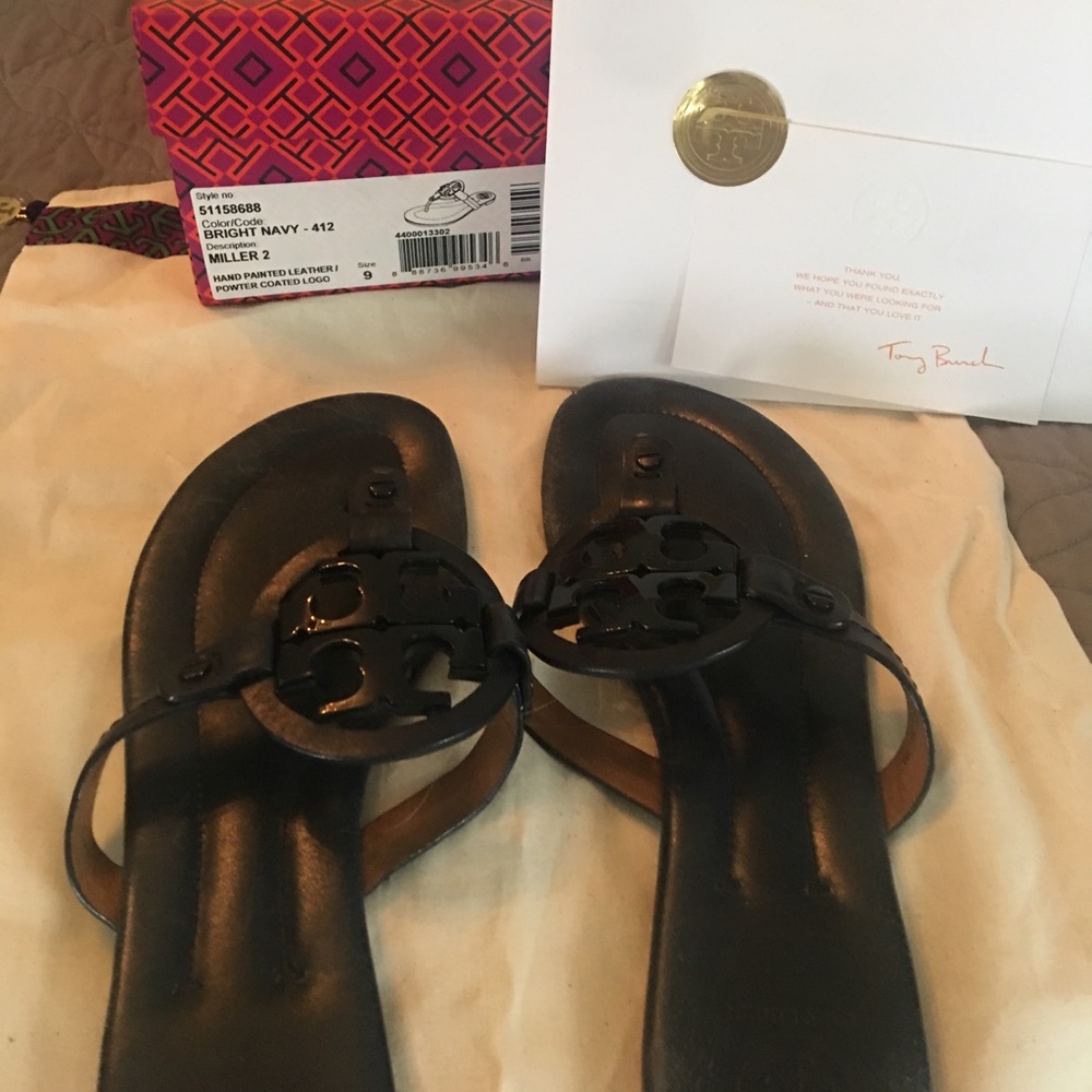 Tory Burch Miller Bright Navy Sandals size 9