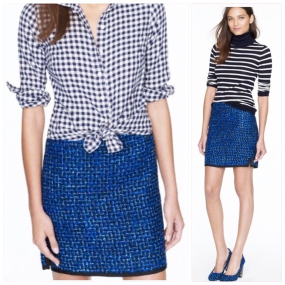 SOLD 💚 j. crew // indigo tweed mini skirt - Picture 3 of 8