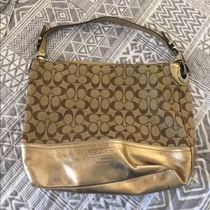 Coach Brown C and Gold Shoulder Bag