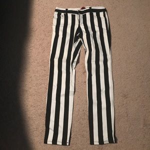 Alice and Olivia black and white stripe jeans