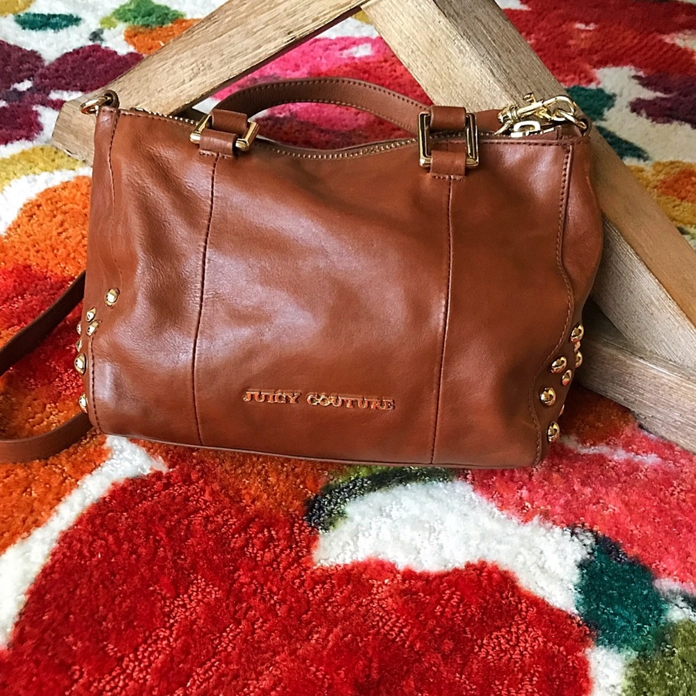 100% Leather Juicy Couture Cognac Studded Purse