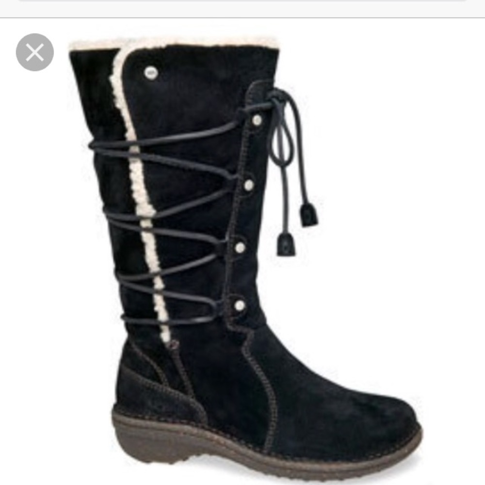 Vintage UGG lace up black suede winter boots