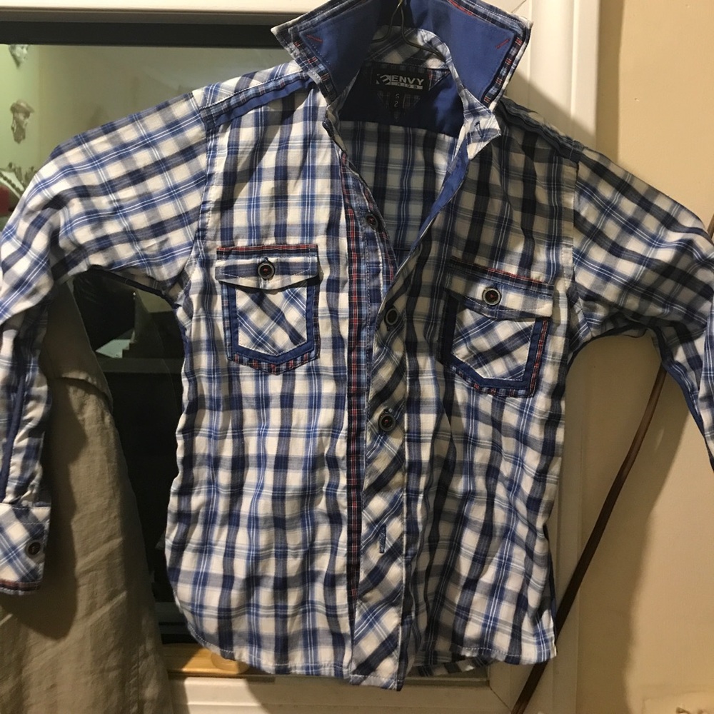 Envy kids cotton plaid button down boy shirt 2
