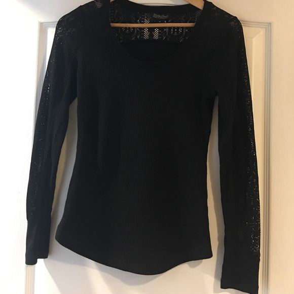 Lucky brand black lace long sleeve top - Picture 1 of 3