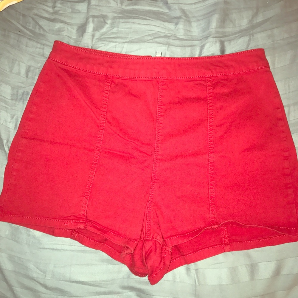 Red High Waisted Shorts