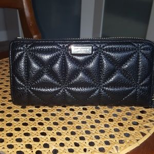 Black quilted leather Kate Spade wallet
