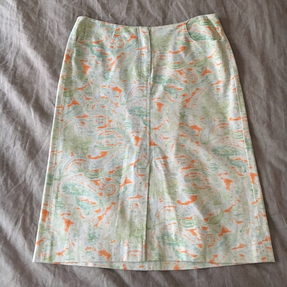 Aqua Orange Pencil Skirt