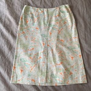 Aqua Orange Pencil Skirt