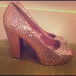 Pink Glitter Chunky Heels