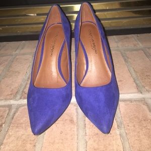 Blue suede heel!