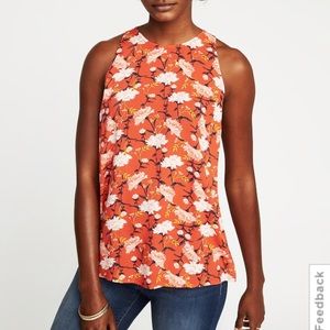 Old Navy Rusty Burnt Orange Floral Blouse Small