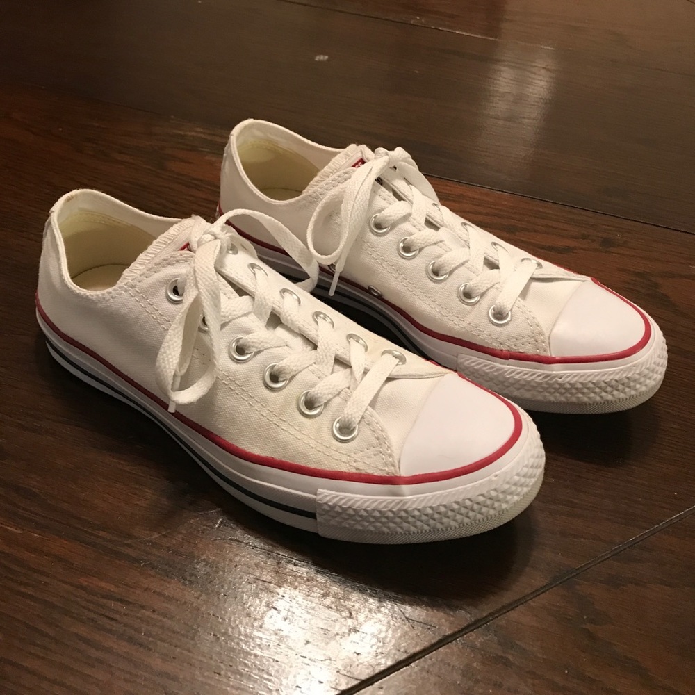 White Converse w/ red & blue stripe