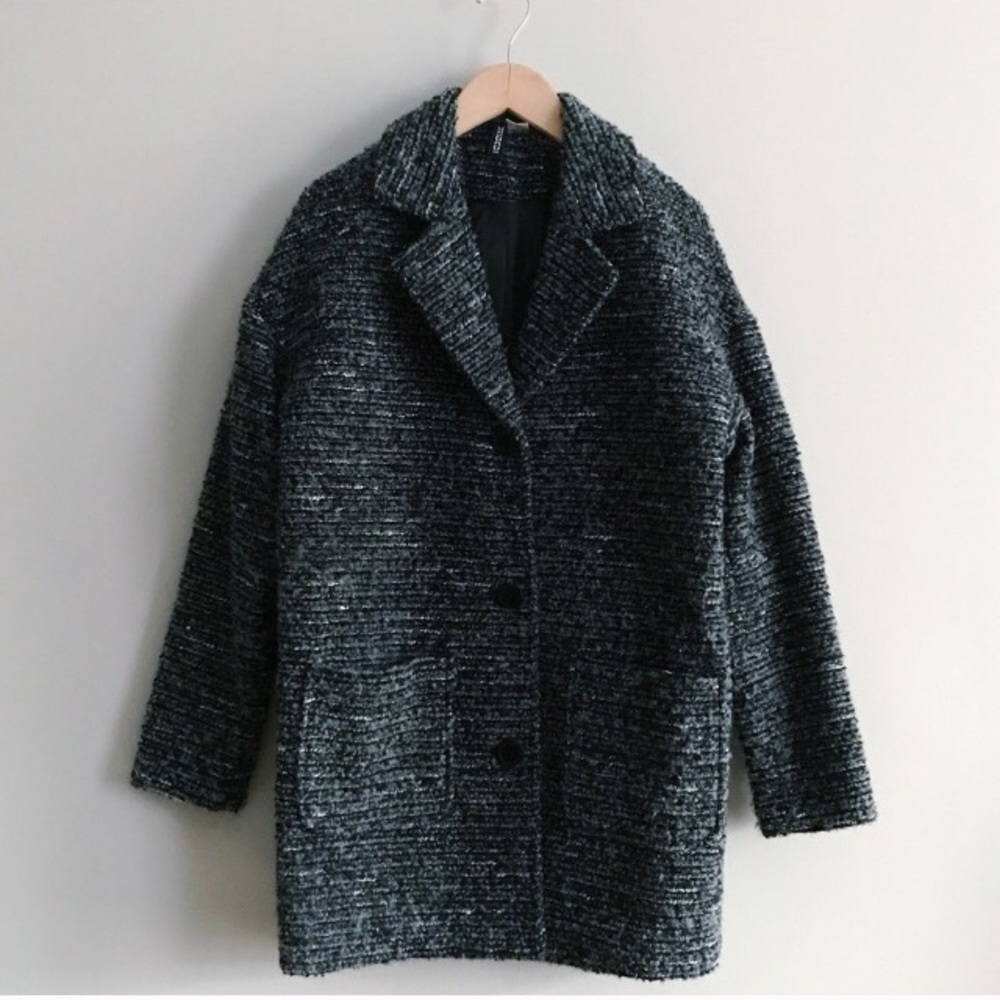 Grey Wool Boucle Coat