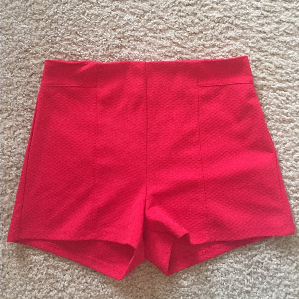 Red High Waisted Shorts