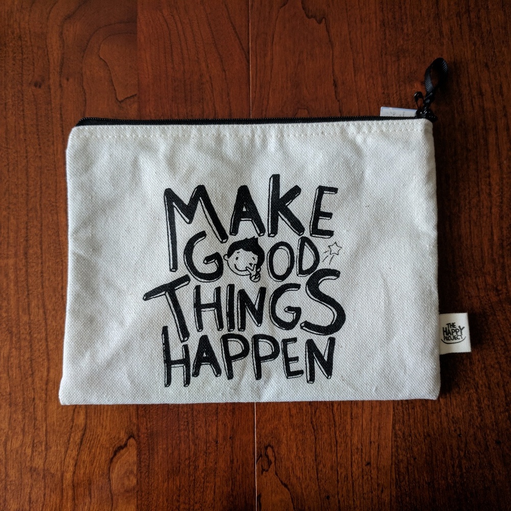 NWT "Make Good Things Happen" Canvas Makeup Pouch