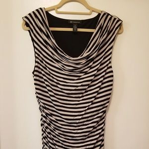 INC striped rouched dress
