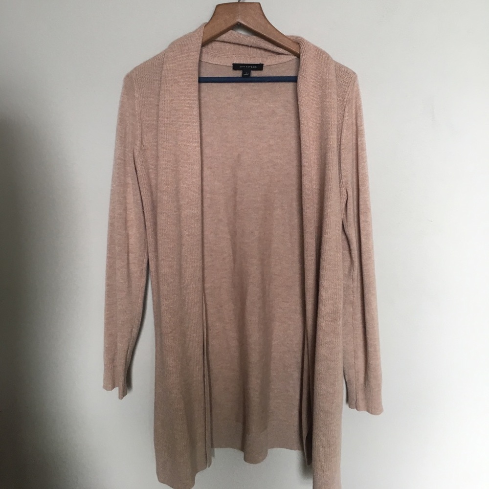 Ann Taylor Long Beige Cardigan