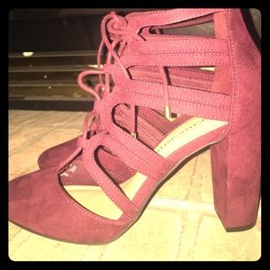 Maroon suede heel!