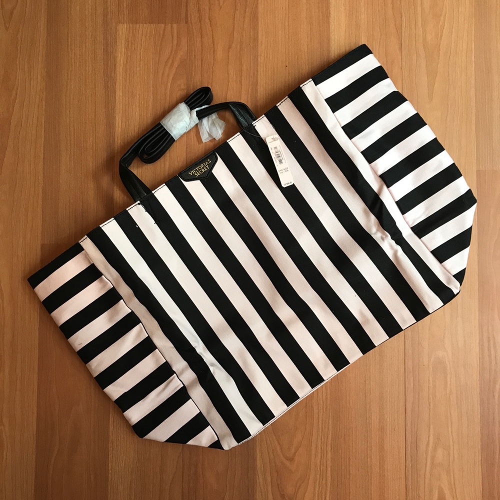 Victoria’s Secret pink striped tote bag