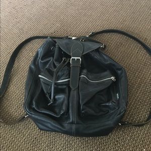 Rugby North America Vintage Black Leather Rucksack