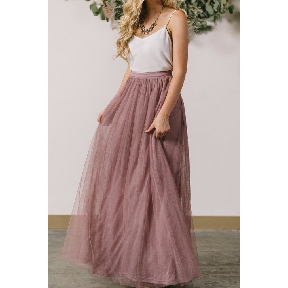 Annabelle mauve tulle maxi skirt morning lavender